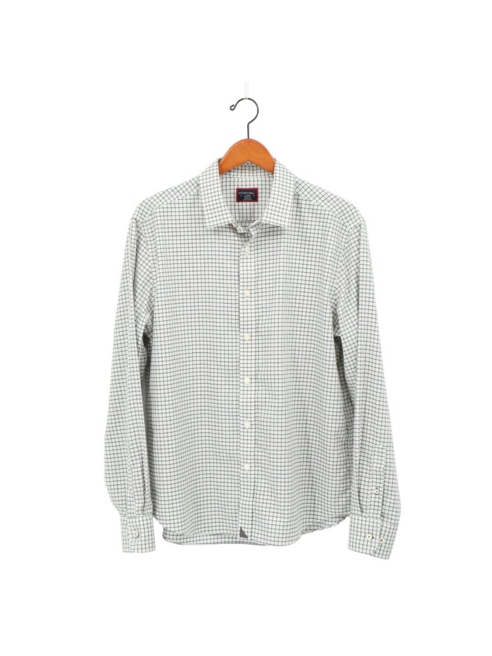 UNTUCKit Morando Wrinkle Free Button Front Shirt White Black Check L